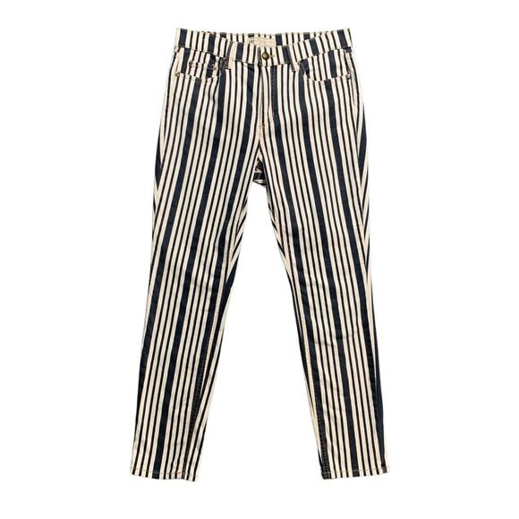 Free People Pants Womens 29 Multi Cotton Blend Zip Stripe Pockets Skinny Ankle - Picture 1 of 13